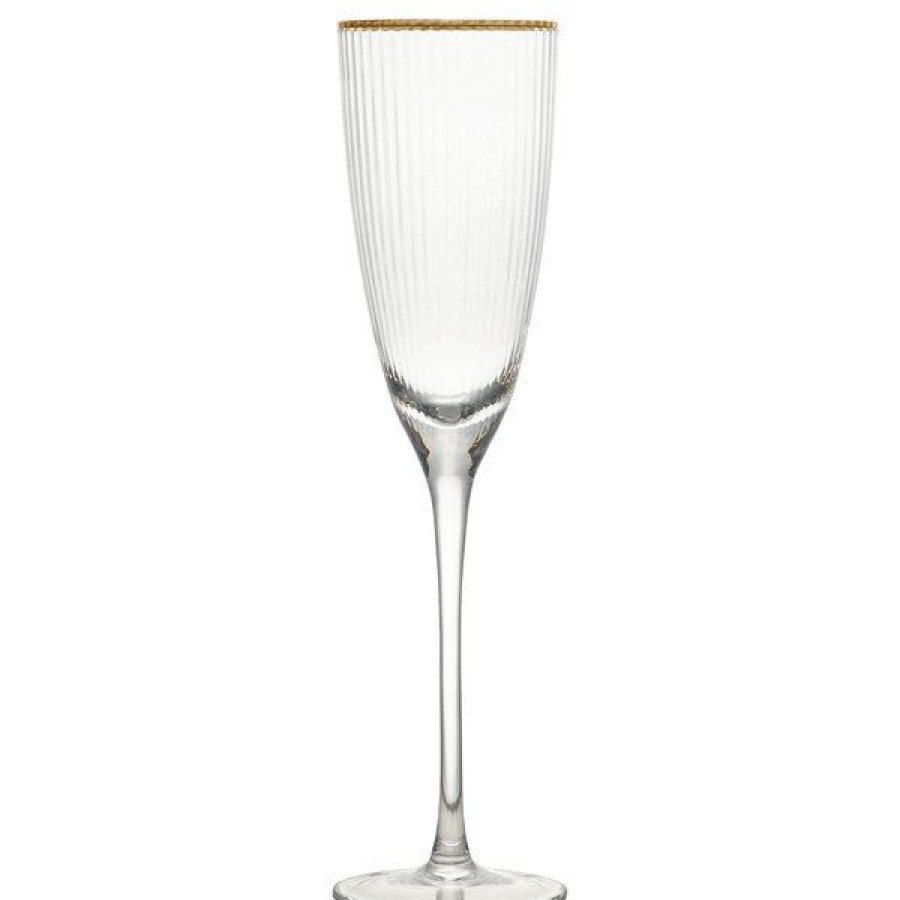 Wine Glasses * 10 Strawberry Street Markle 12 Oz. Gold Rimmed Champagne Flute 4/Pack