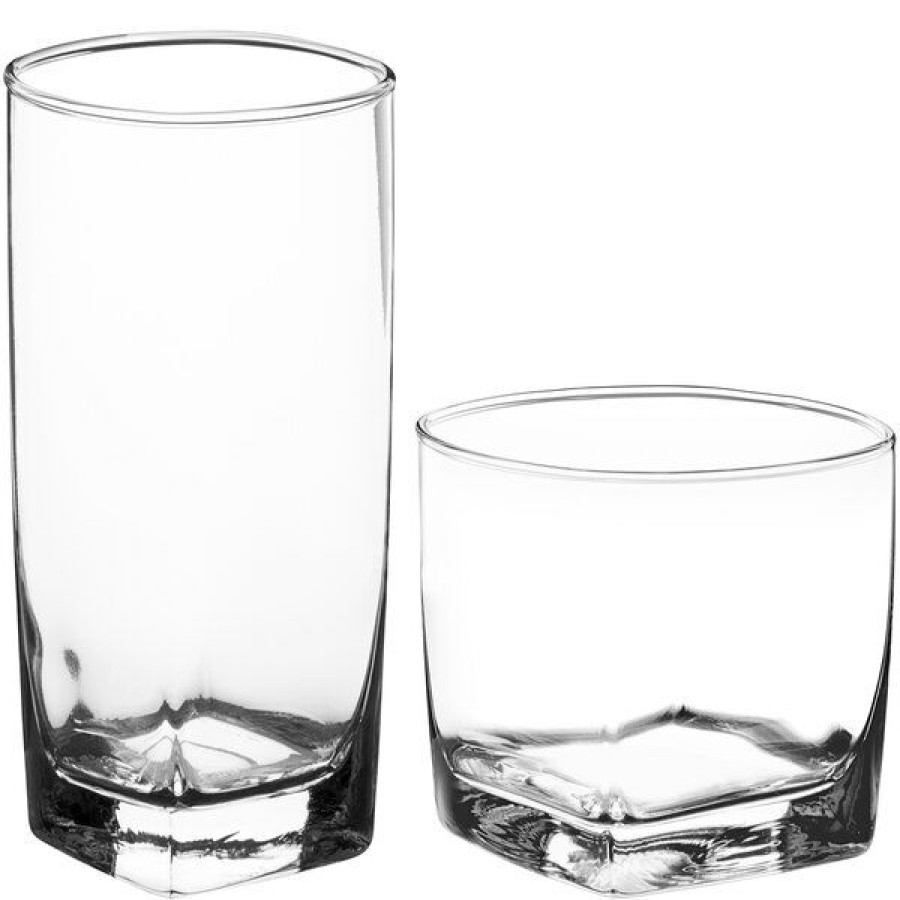 Cocktail Glasses * Acopa Cube Rocks / Old Fashioned And Beverage Glass Set 24/Set