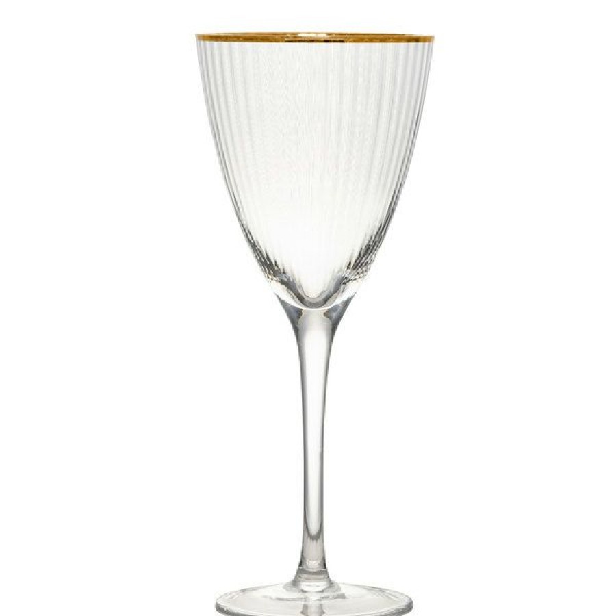 Wine Glasses * 10 Strawberry Street Markle 12 Oz. Gold Rimmed White Wine Glass 4/Pack