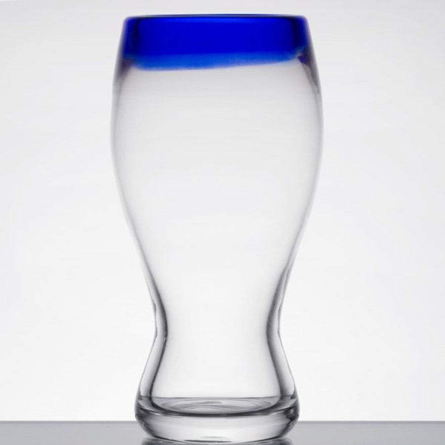 Beer Glasses * Libbey 92316 Aruba 16 Oz. Customizable Pilsner Glass With Cobalt Blue Rim 12/Case